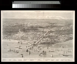 Vogelperspektive von Chicago vor dem großen Feuer